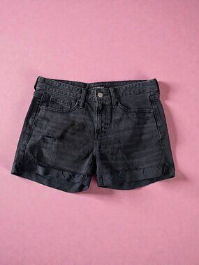 LUCKY BRAND Black Denim Midrise Boy Shorts Size 0 / 25